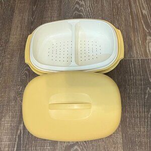 Vintage Tupperware 4 Piece Microwave Vegetable Steamer – Harvest Gold